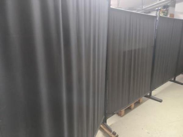 Paravent 150 x 190 cm Stoff Raumteiler Stellwand antrazit